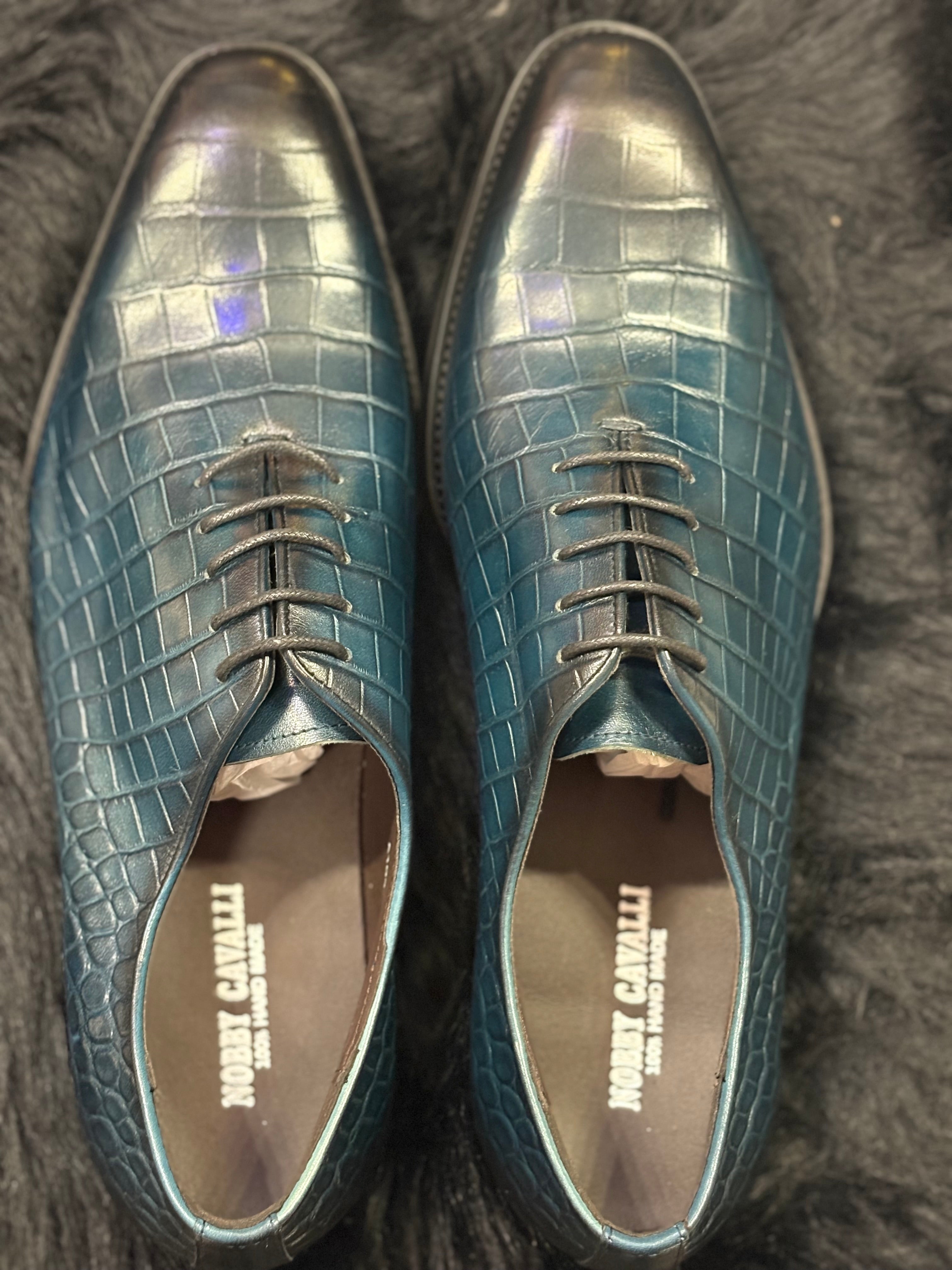 Nobby Cavalli: Hand-Burnished Crocodile-Embossed Oxfords