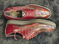 Shoes for men/ Valentino Garavani Men's Croc-Embossed Burgundy Derbys